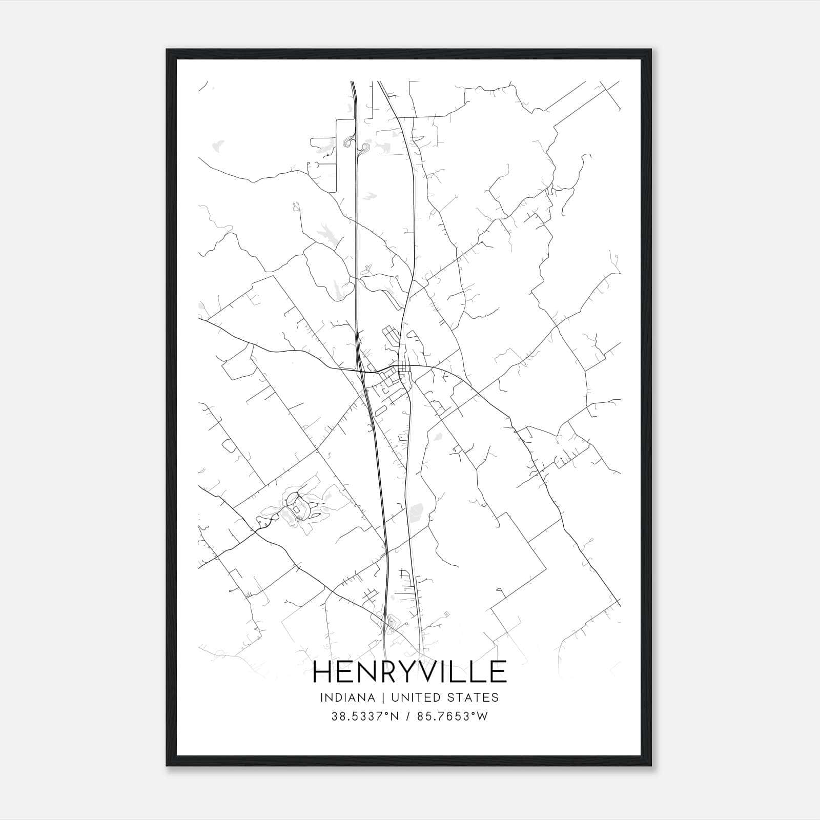 Henryville Indiana Map Poster Modern Home Decor Wall Art Print 