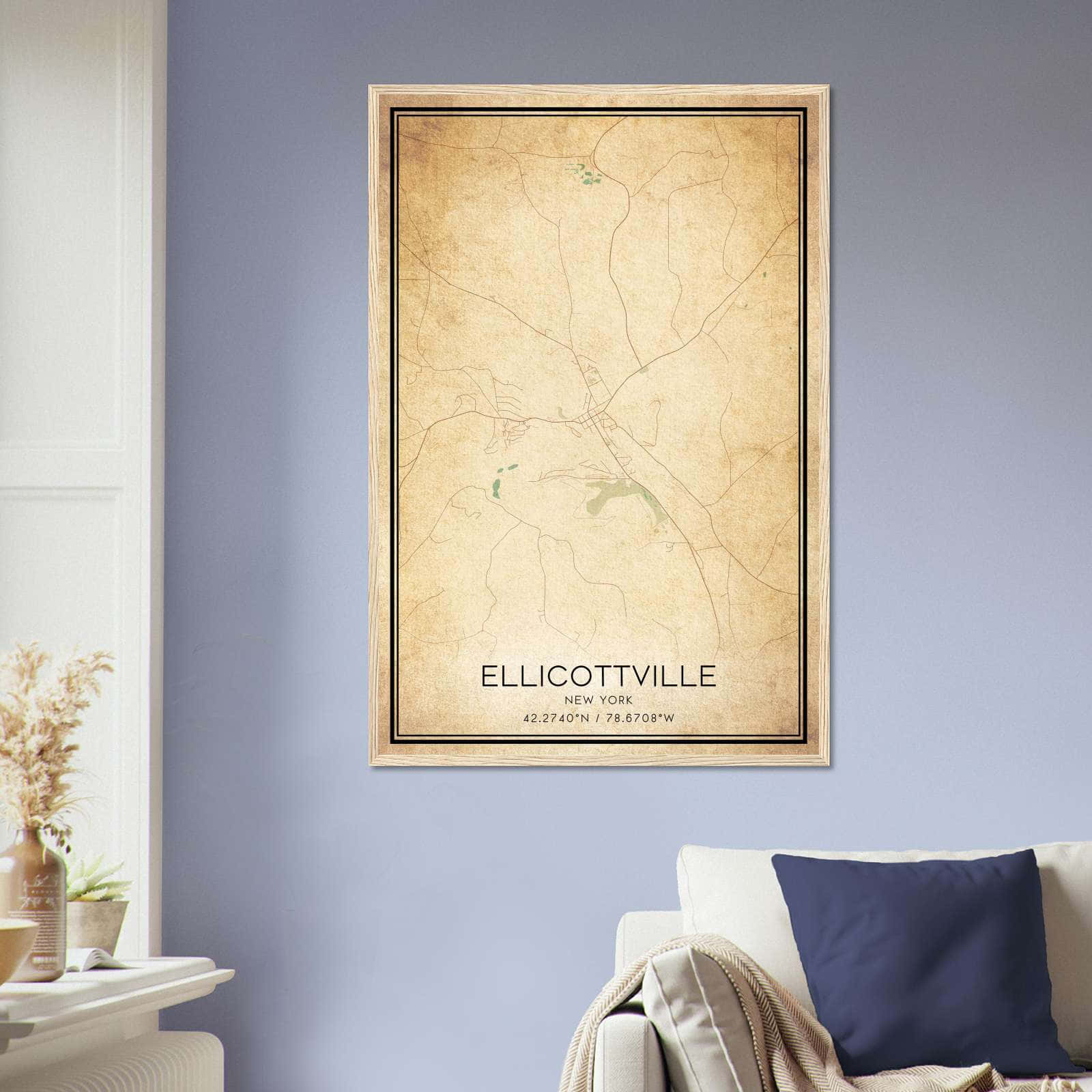 Vintage New York Map Poster NY City Road 