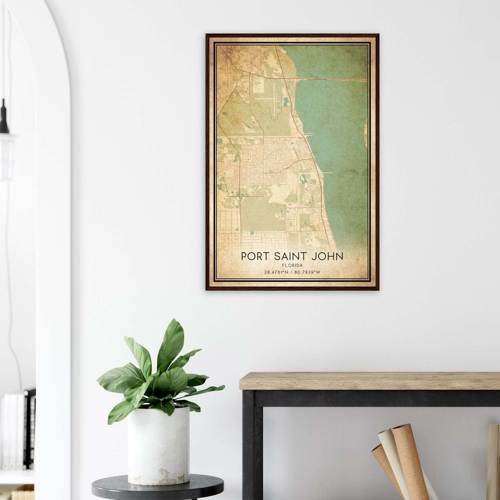 Vintage Port Saint John Florida Map Poster Port Saint John FL City 