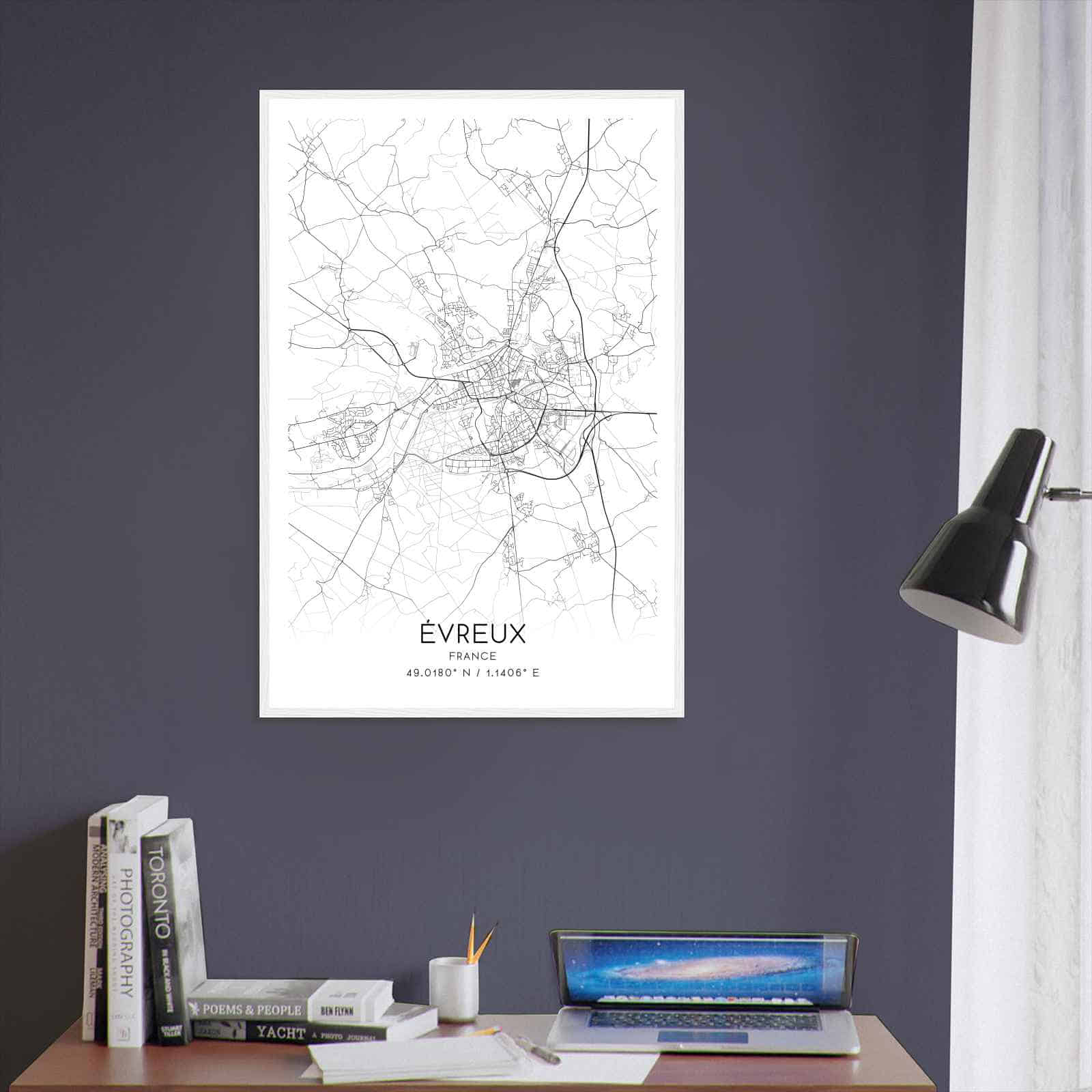 Evreux France Map Poster Modern Home Decor Wall Art Print Custom.