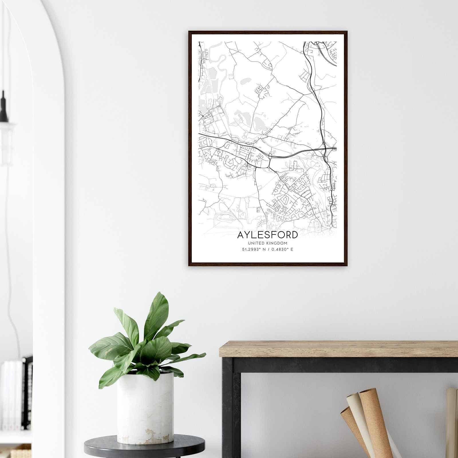 Aylesford United Kingdom Map Poster Modern Home Decor Wall Art Print 