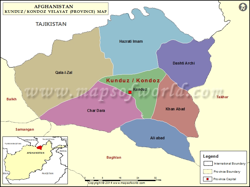 Kunduz Map Map Of Kunduz Province Velayat Afghanistan Kunduz Map 