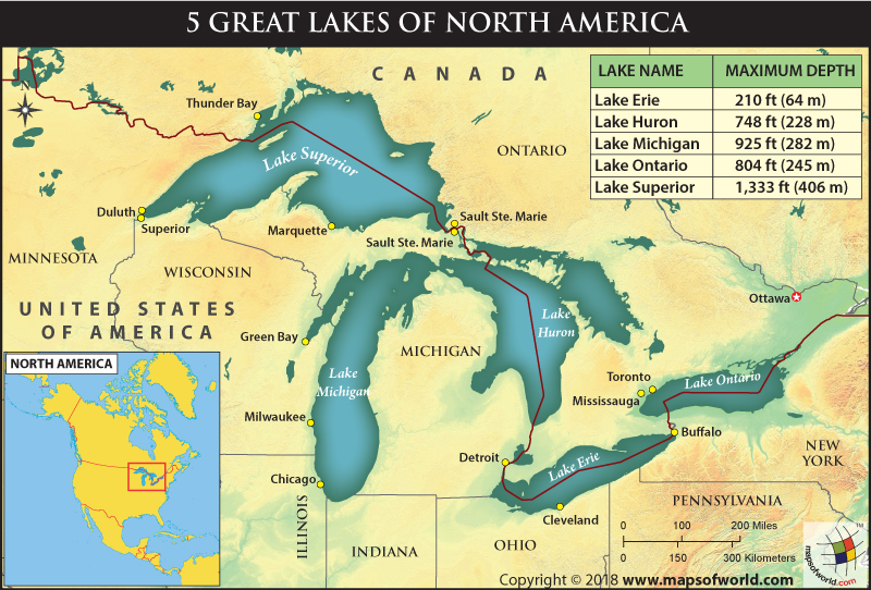 5 Great Lakes On A Map Map Great Lakes 