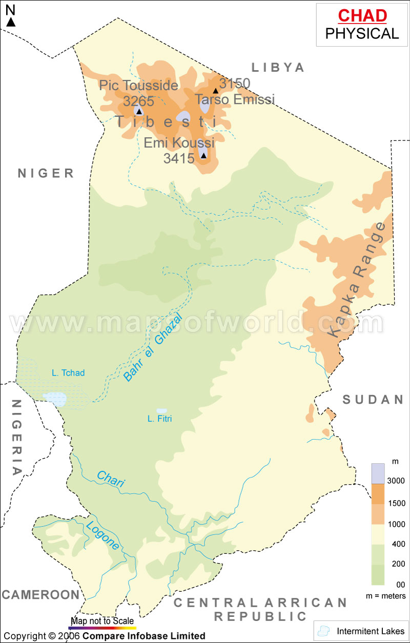 Chad Physical Map Physical Map Of Chad Chad Physical Map 