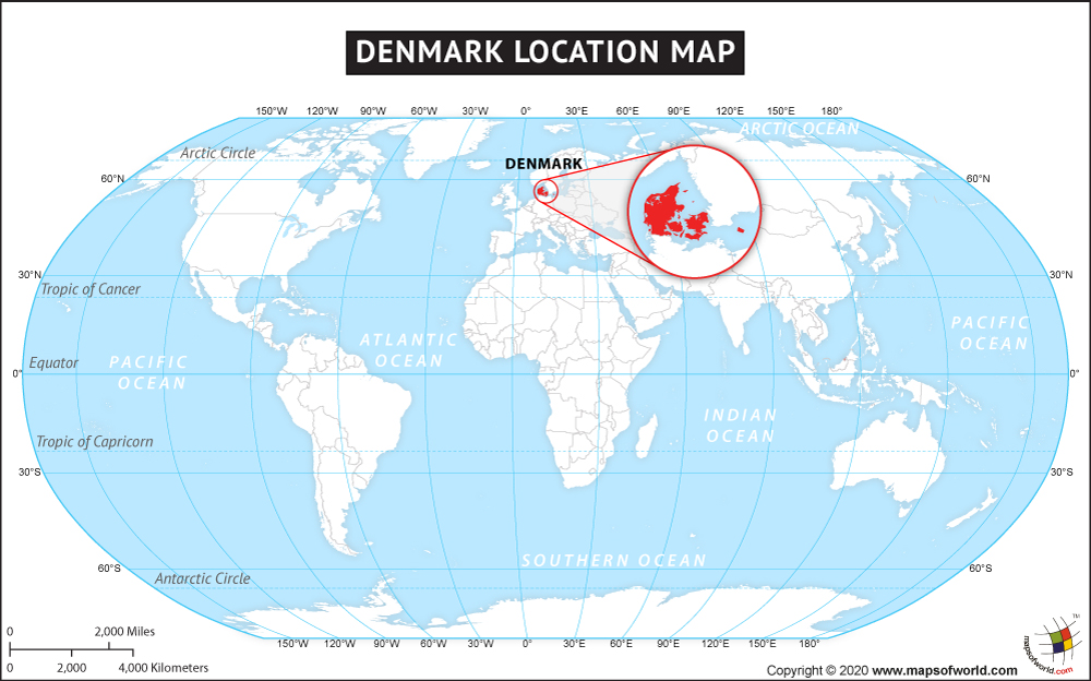 World Map Of Denmark Location Map Of Denmark 