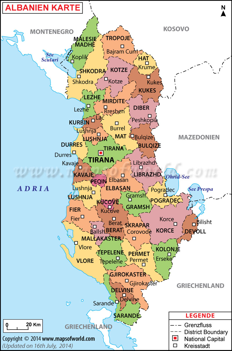 Albanien karte
