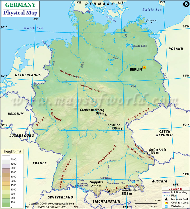 Germany Physical Map Germany Physical Map 
