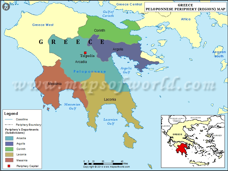 Peloponnese Map Map Of Peloponnese Peloponnese Map 