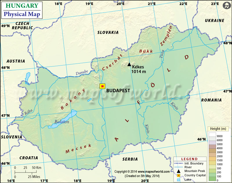 Physical Map Of Hungary Hungary Physical Map 
