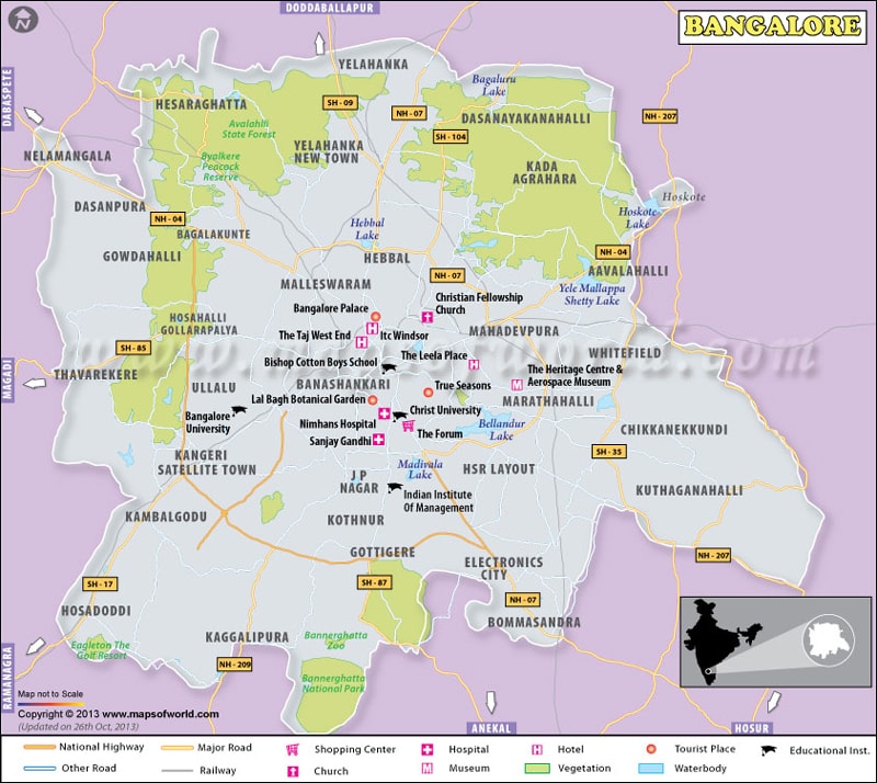 Bangalore Location Map Bangalore Map 