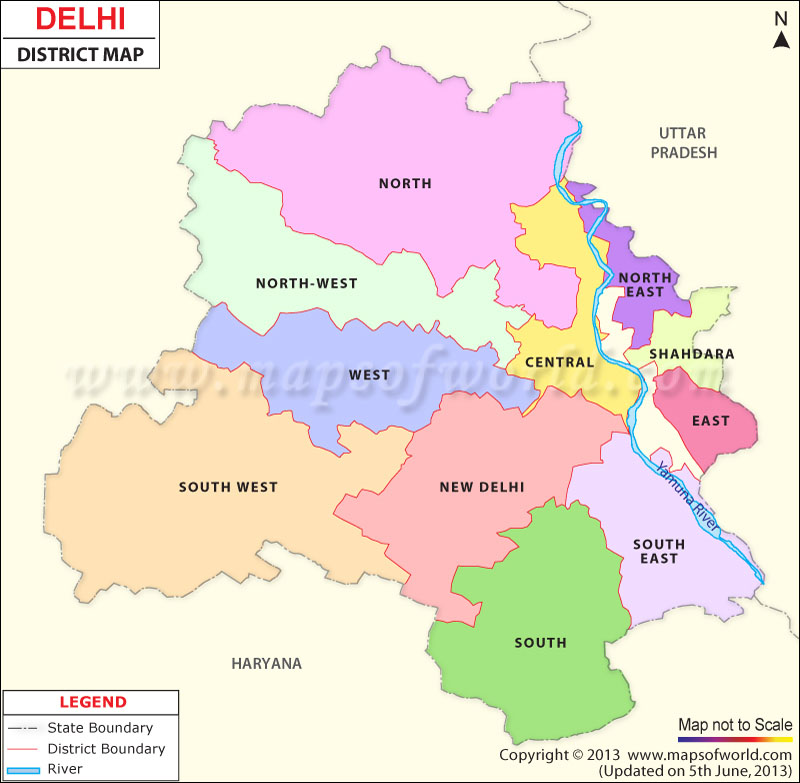 Districts In Delhi Map Delhi District Map 