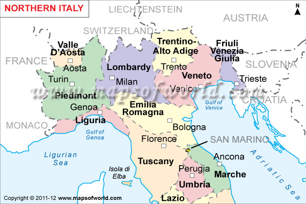 Map Of Northern Printables Templates Free Italy.