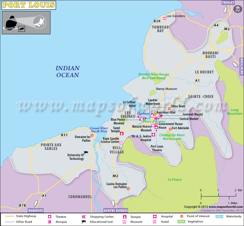 Mauritius Sightseeing Map 60 Photos Com Port Louis Map 