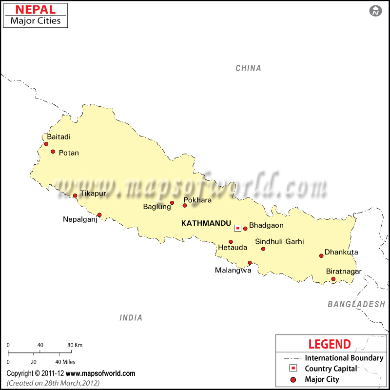 Nepal Major Cities Map Nepal Cities Map 
