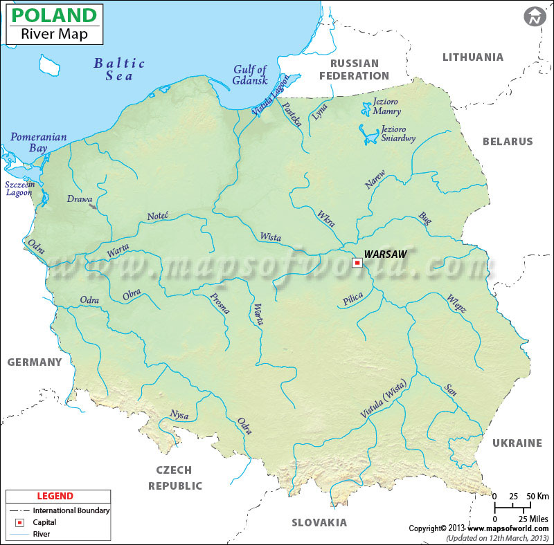 Rivers In Poland Map Poland River Map 