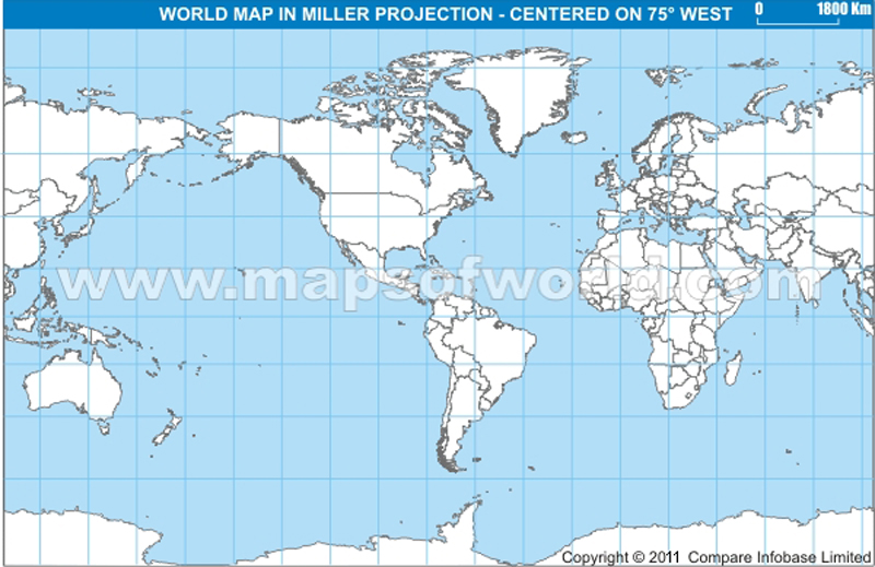 Miller Projection Maps Miller Projection World Miller America Centric Enlarged 