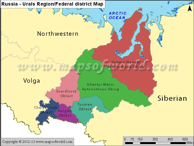 Urals Map Russia Urals Region Map 