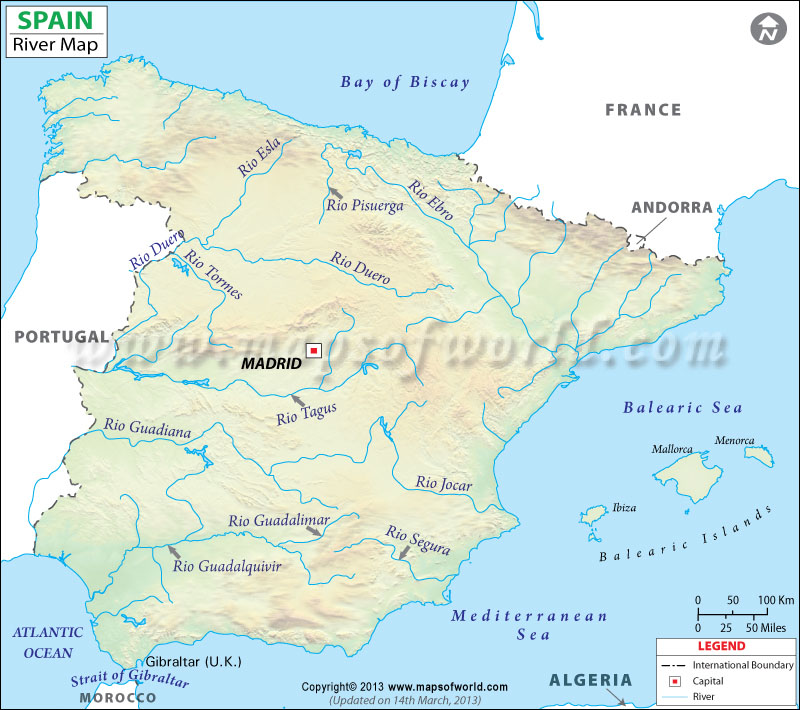 Rivers In Spain Map Spain River Map 