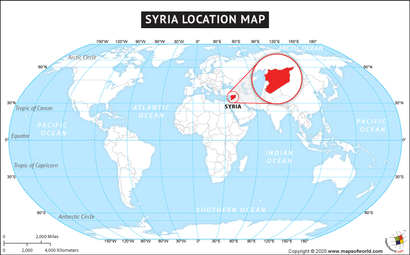 Where Is Syria Located Location Map Of Syria On A World Map Syria Location Map 