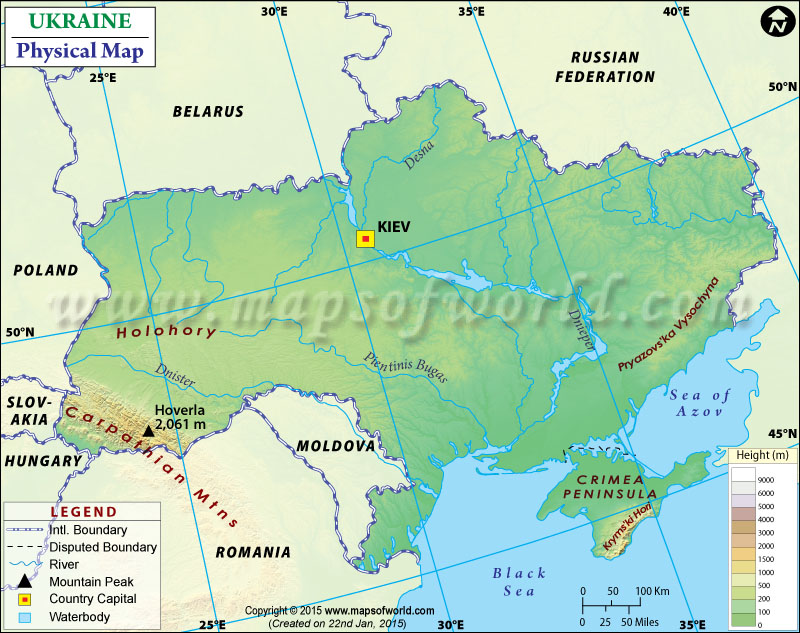 Physical Map Of Ukraine Ukraine Physical Map 
