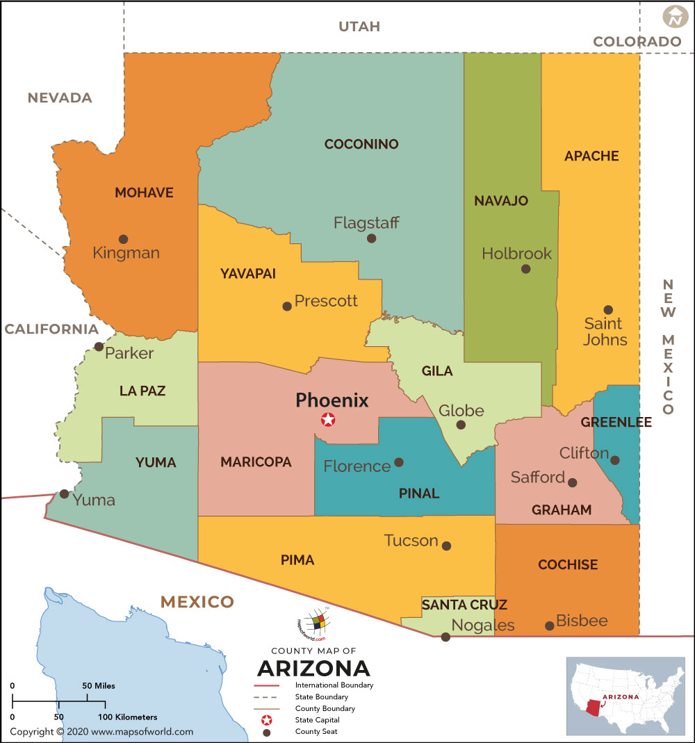Blank Arizona Counties Maps Arizona County Map 