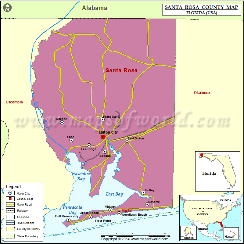 Santa Rosa County Map Florida Santa Rosa County Map 