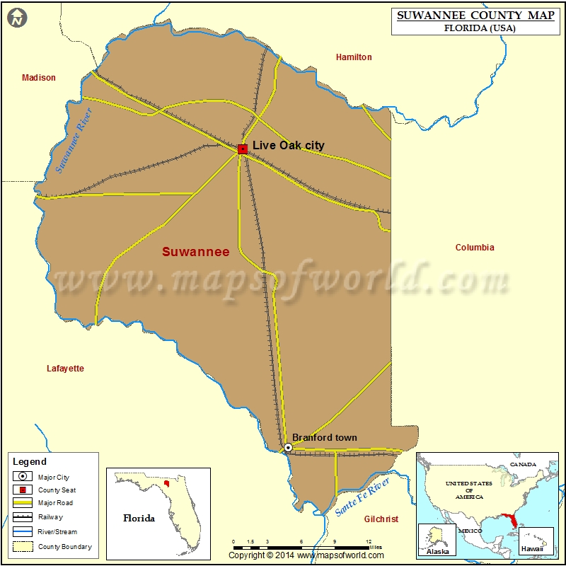 Suwannee County Map Florida Suwannee County Map 