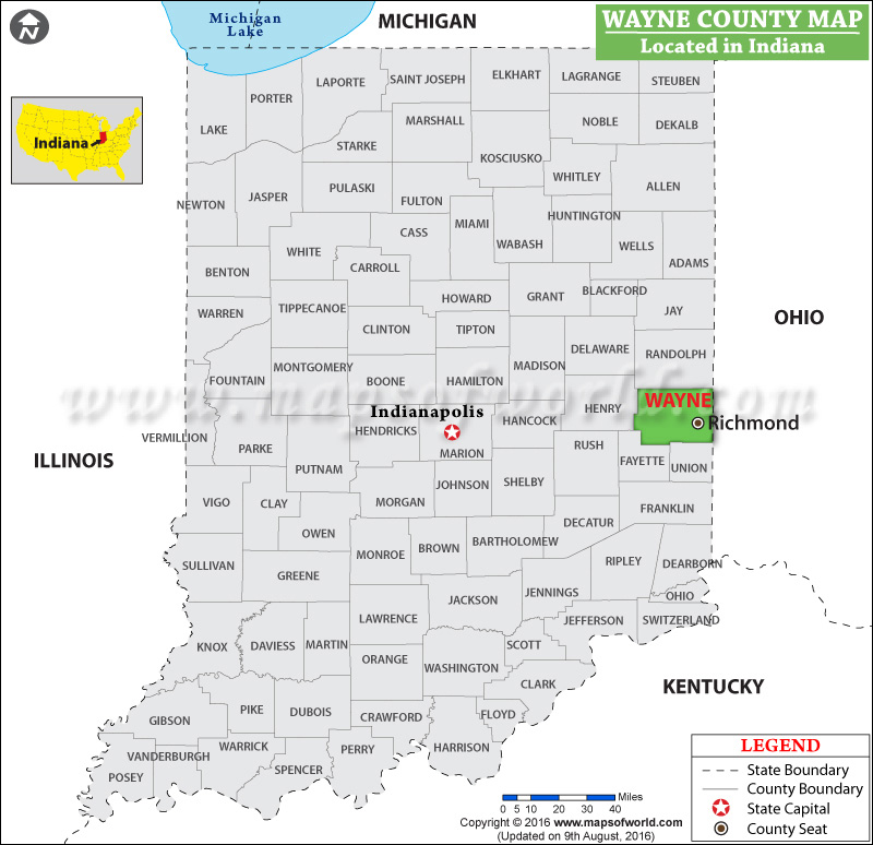 Wayne County Map Indiana Wayne County Map 