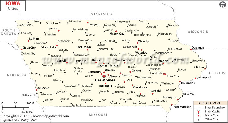Iowa Cities Map MapsofWorld IOWA Cities 