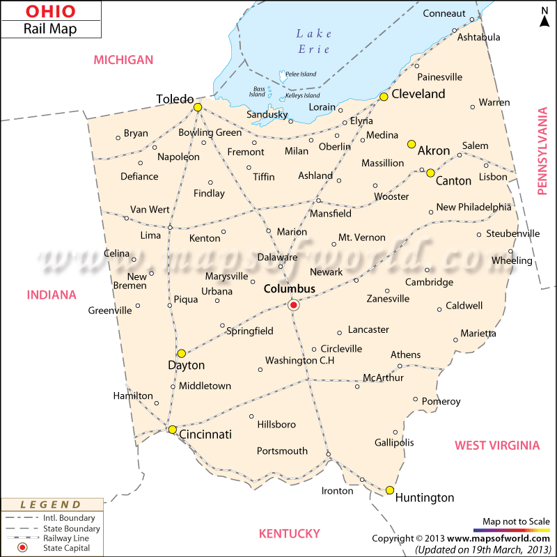 Ohio Rail Map Map Of Train Routes In Ohio USA Ohio Railway Map 