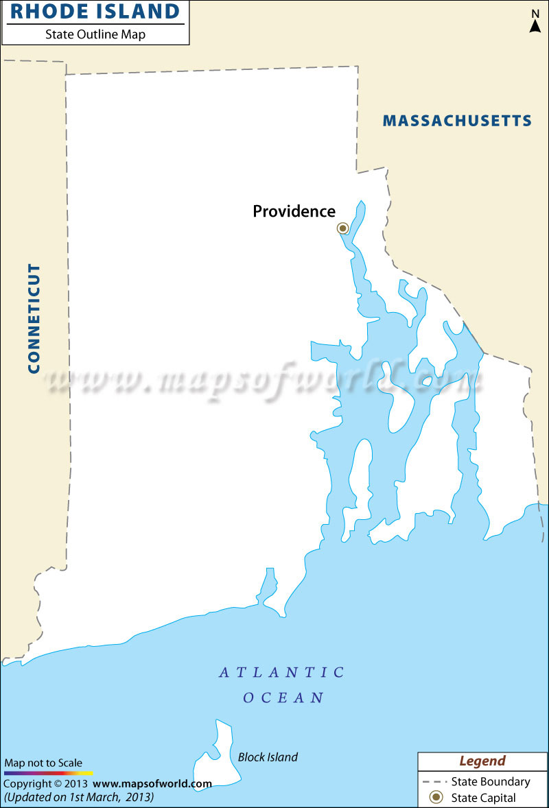 Rhode Island The Ocean States Charm Outline Map.