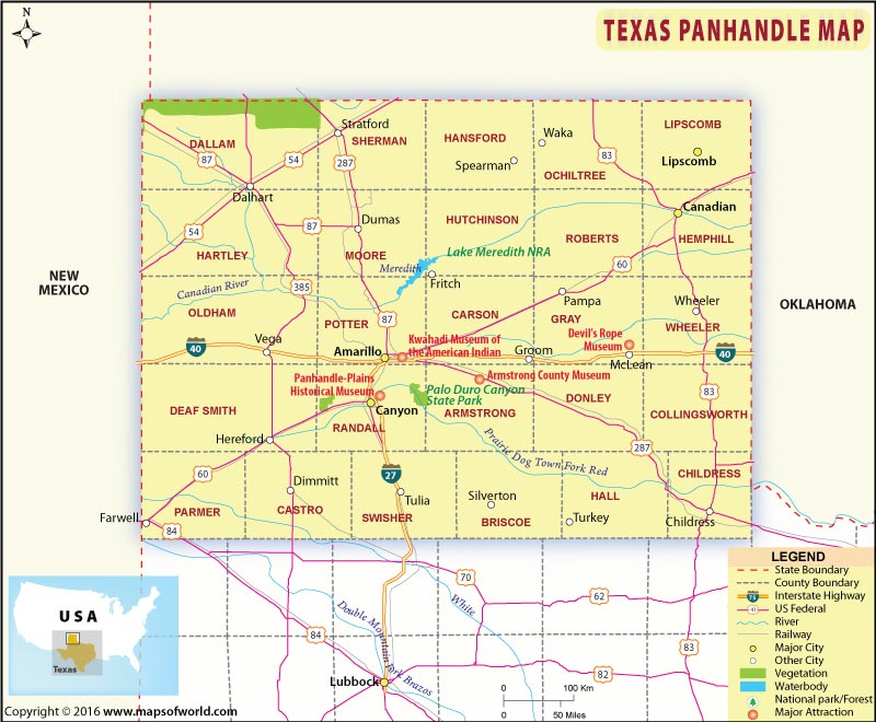 Map Of Counties In Texas Panhandle.