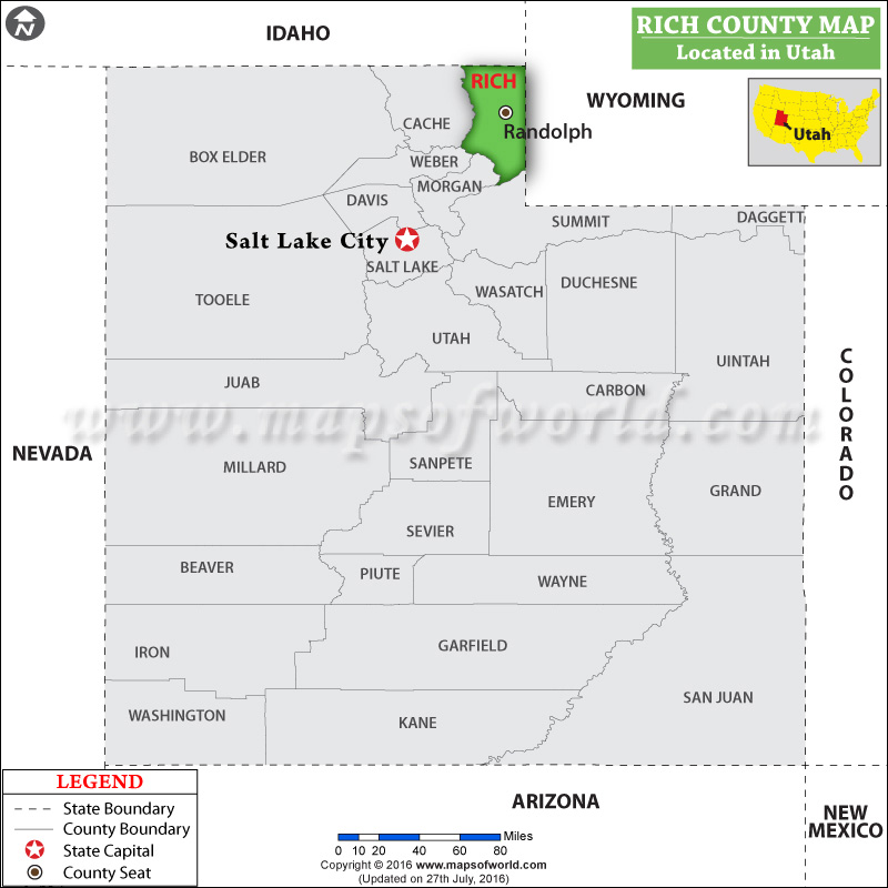 Utah Counties Rich County Map 
