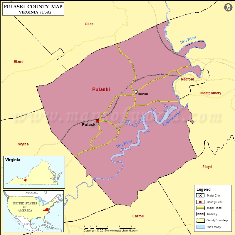 Pulaski County Map Virginia Pulaski County Map 