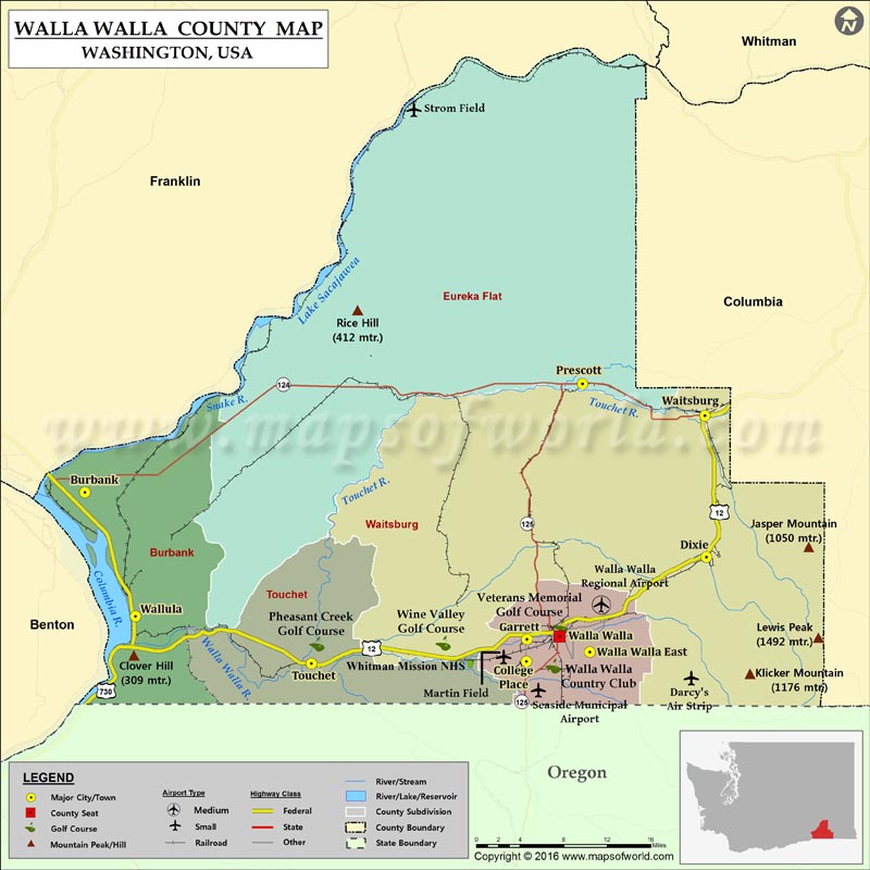 Walla Walla County Map Washington Walla Walla Wa County Map 