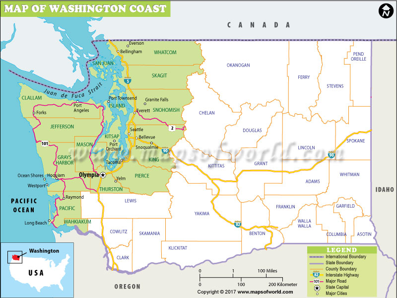 Exploring Washingtons Stunning Coastline Washington Coast Map 