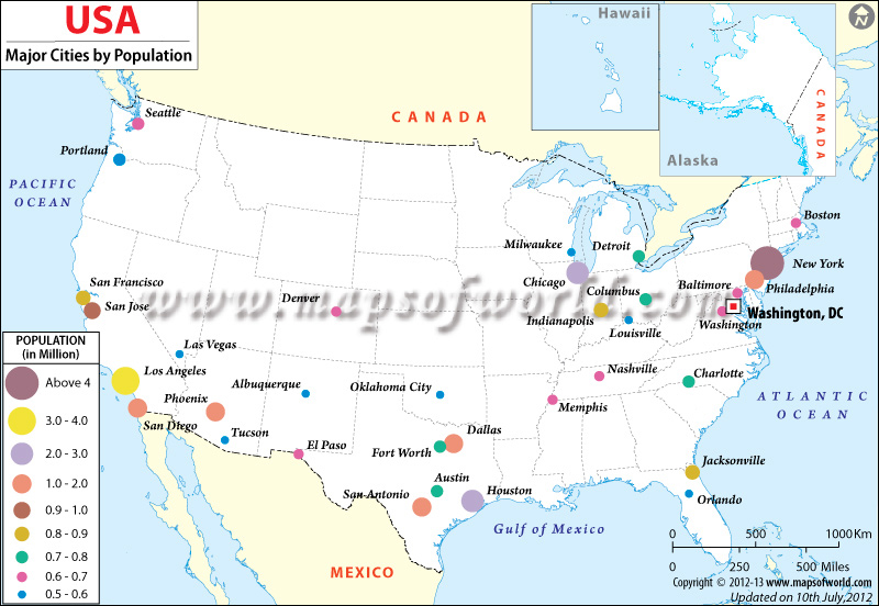 United States City Map Usa Most Populated Cities Map 