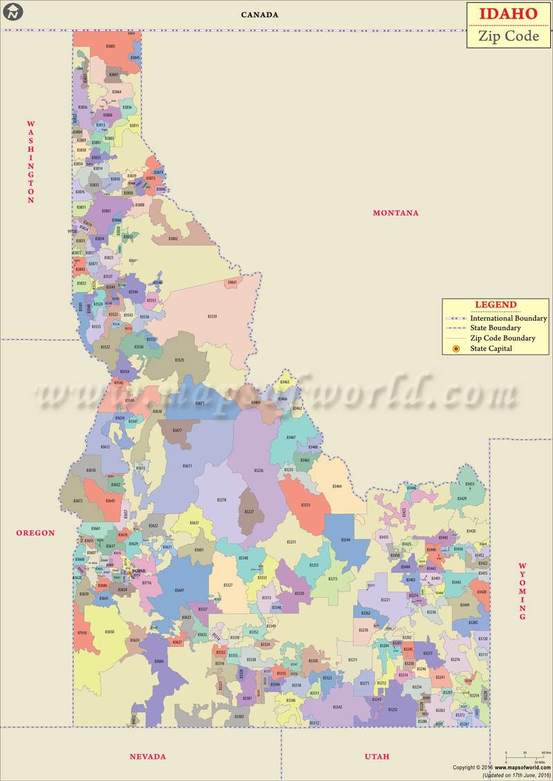 Idaho Zip Code Map Basic Your Vector Maps Com - Best Dark Designs in 8K