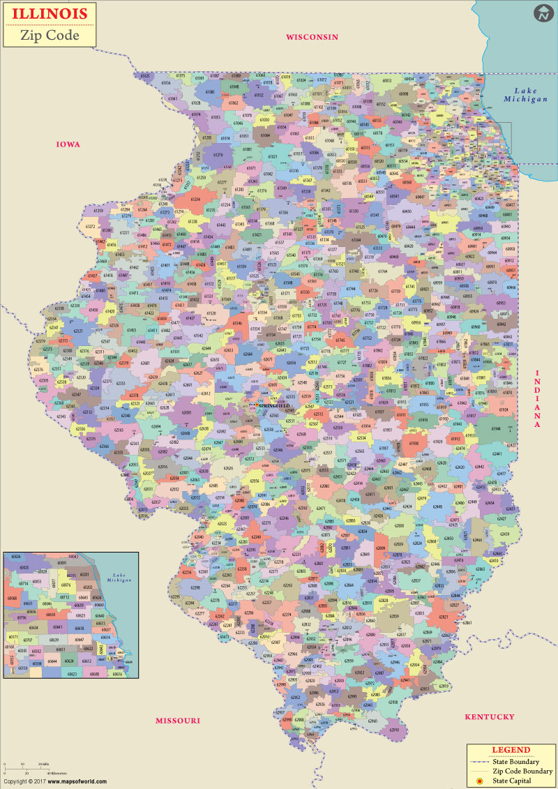 Illinois Zip Code Wall Map Maps Com Com - Best Colorful Pictures in Ultra HD