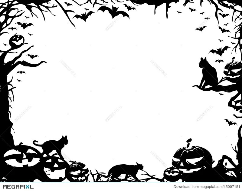 Hand drawn black and white lines note paper border, border clipart, photo, cartoon. Halloween Frame Border Isolated On White Illustration 45007151 Megapixl
