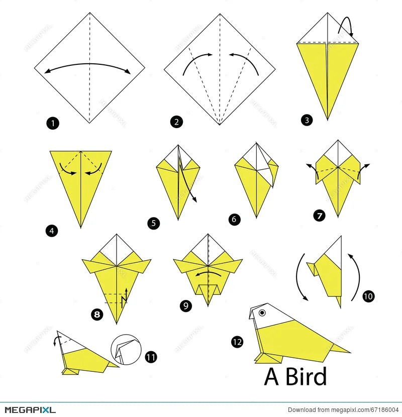 Also, is there really a second time around? Step By Step Instructions How To Make Origami A Bird Illustration 67186004 Megapixl