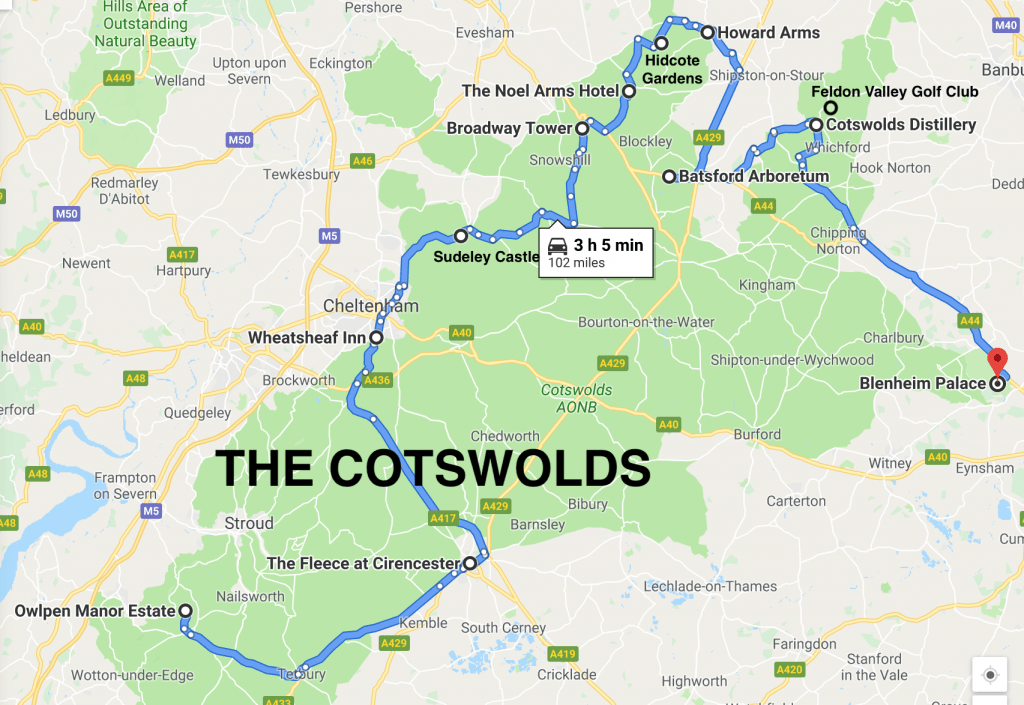 Top Tourist Attraction And Places Map Of Cotswolds Villages England 