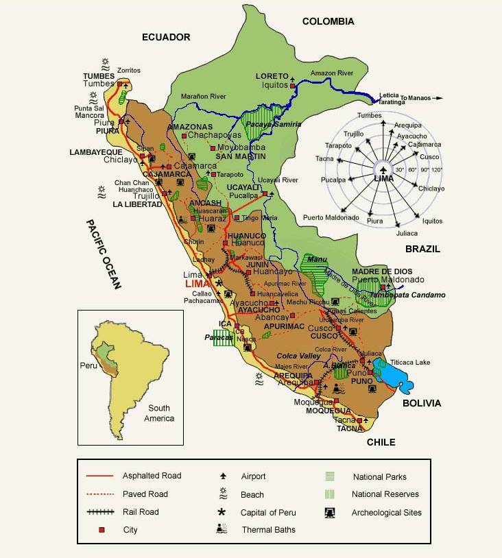Top Tourist Attraction And Places Map Of Peru Peru Tourist Places Guide 