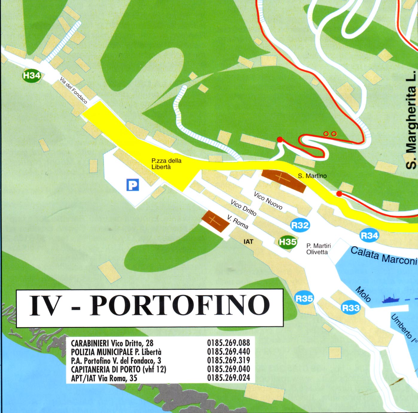 Top Tourist Attraction And Places Map Of Portofino Italy Tourist 