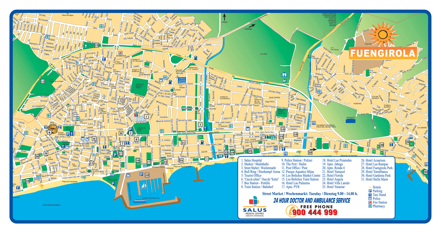 Top Tourist Attraction And Places Map Of Fuengirola Spain Tourist 