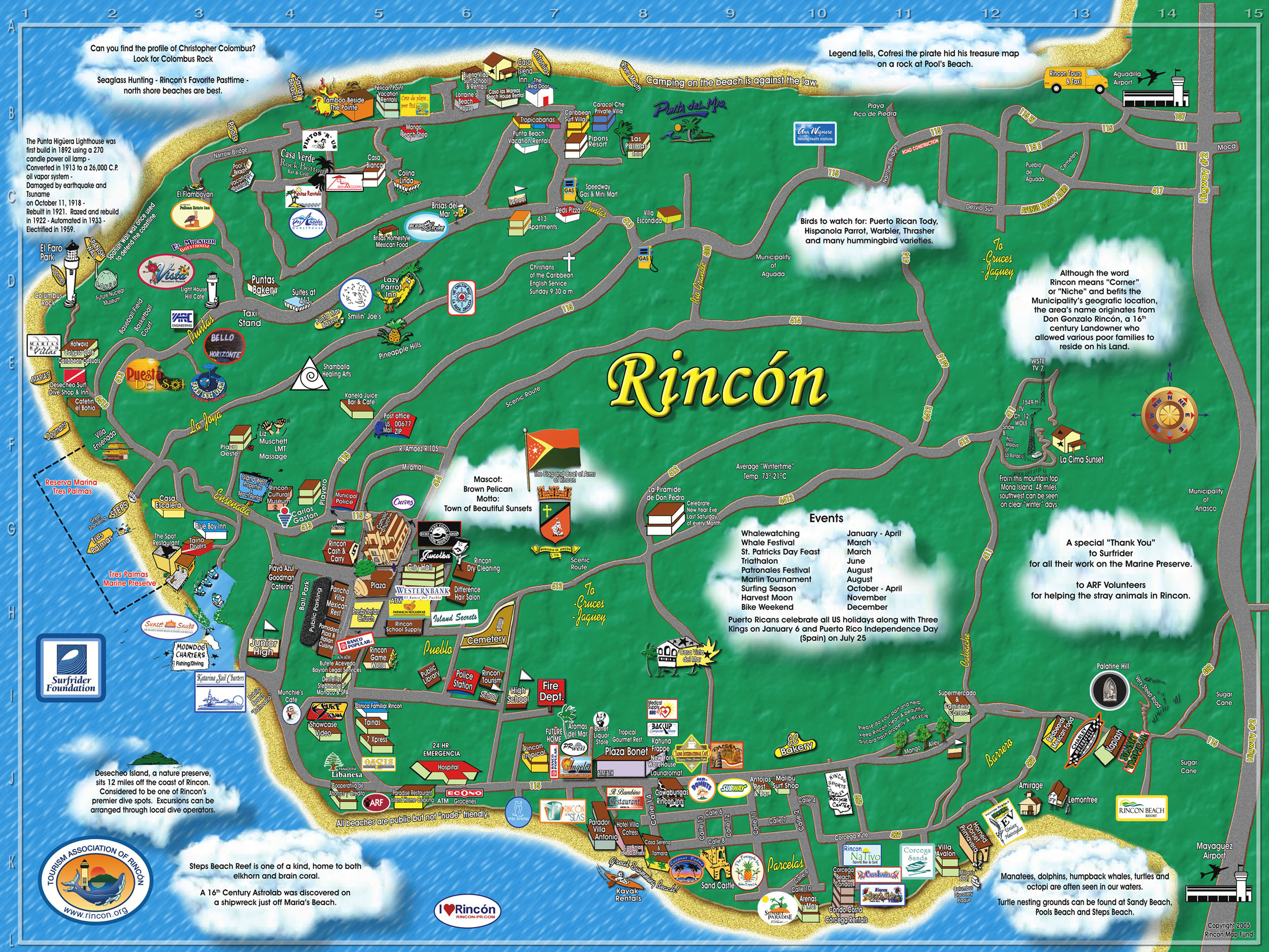 Top Tourist Attraction And Places Map Of Rincon Puerto Rico Tourist 