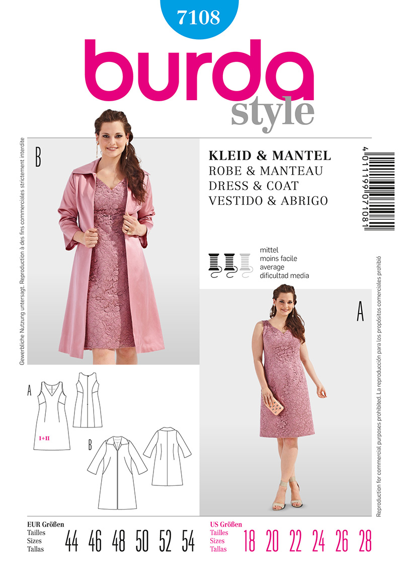 Burda 7108 Women S Formal Dress And Coat