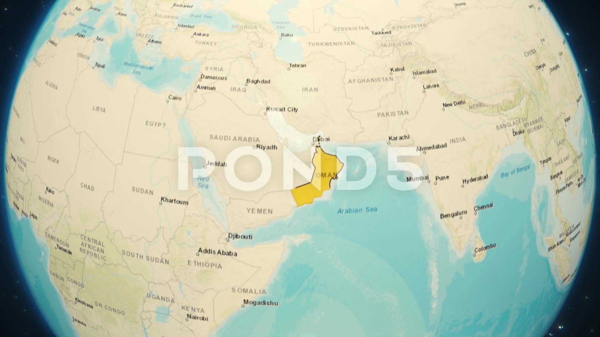 Oman World Map Map Of Oman Oman Map Earth Globe Flat 238770363 Prevstill 