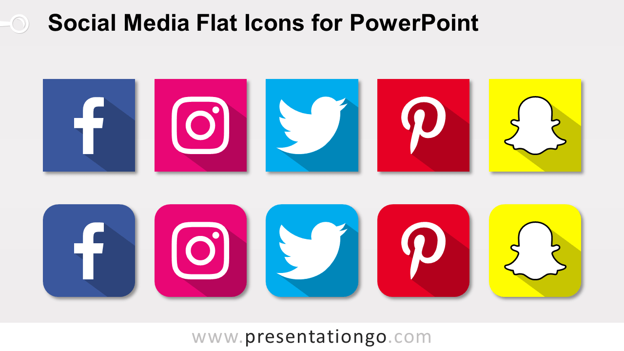 Social Media Flat Icons For Powerpoint Presentationgo Com