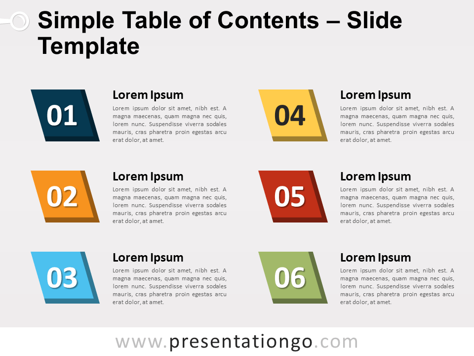 Simple Table Of Contents For Powerpoint And Google Slides